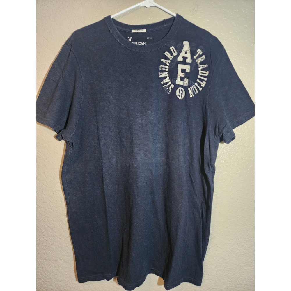 American Eagle Men's T-Shirt,  Size 2XL, Vintage Fit, Navy Blue, Short Sleeve